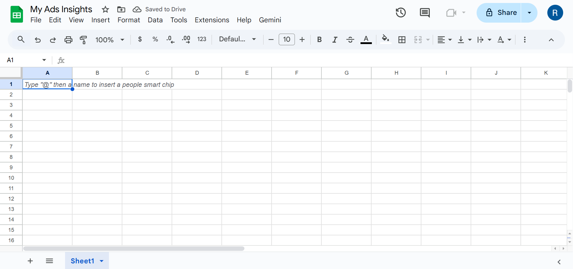 Create an Empty Google Sheets. Image by Author.